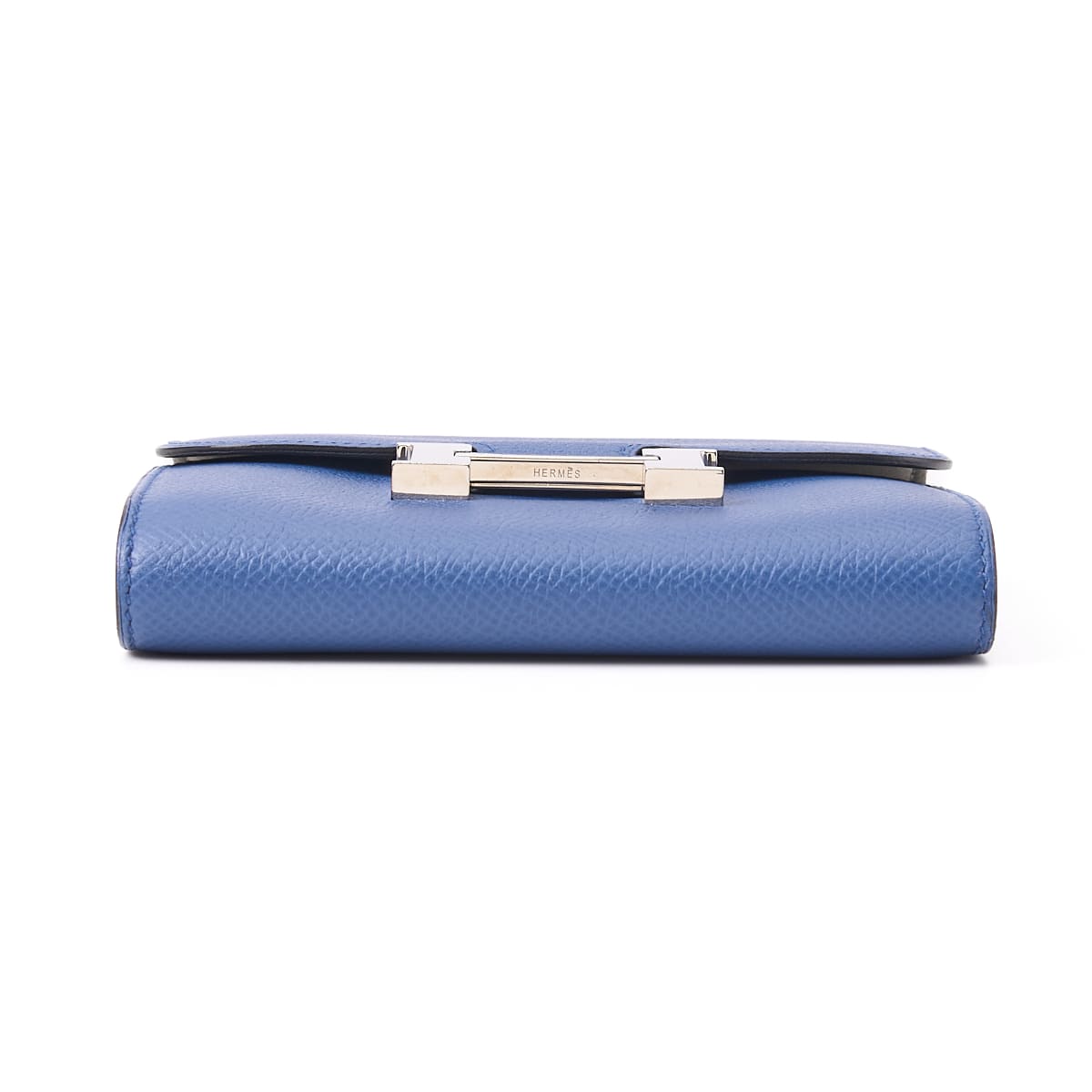 HERMES Constance Compact Two-Fold Wallet Epson Leather Blue Izmir Silver-Tone Hardware Pre-Owned - Vintage La Charme