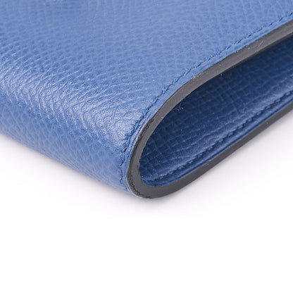 HERMES Constance Compact Two-Fold Wallet Epson Leather Blue Izmir Silver-Tone Hardware Pre-Owned - Vintage La Charme