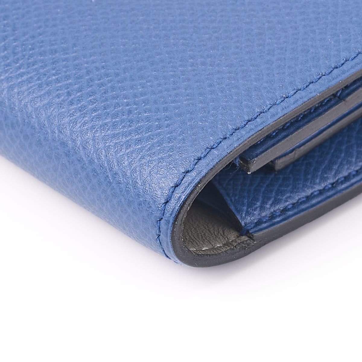 HERMES Constance Compact Two-Fold Wallet Epson Leather Blue Izmir Silver-Tone Hardware Pre-Owned - Vintage La Charme