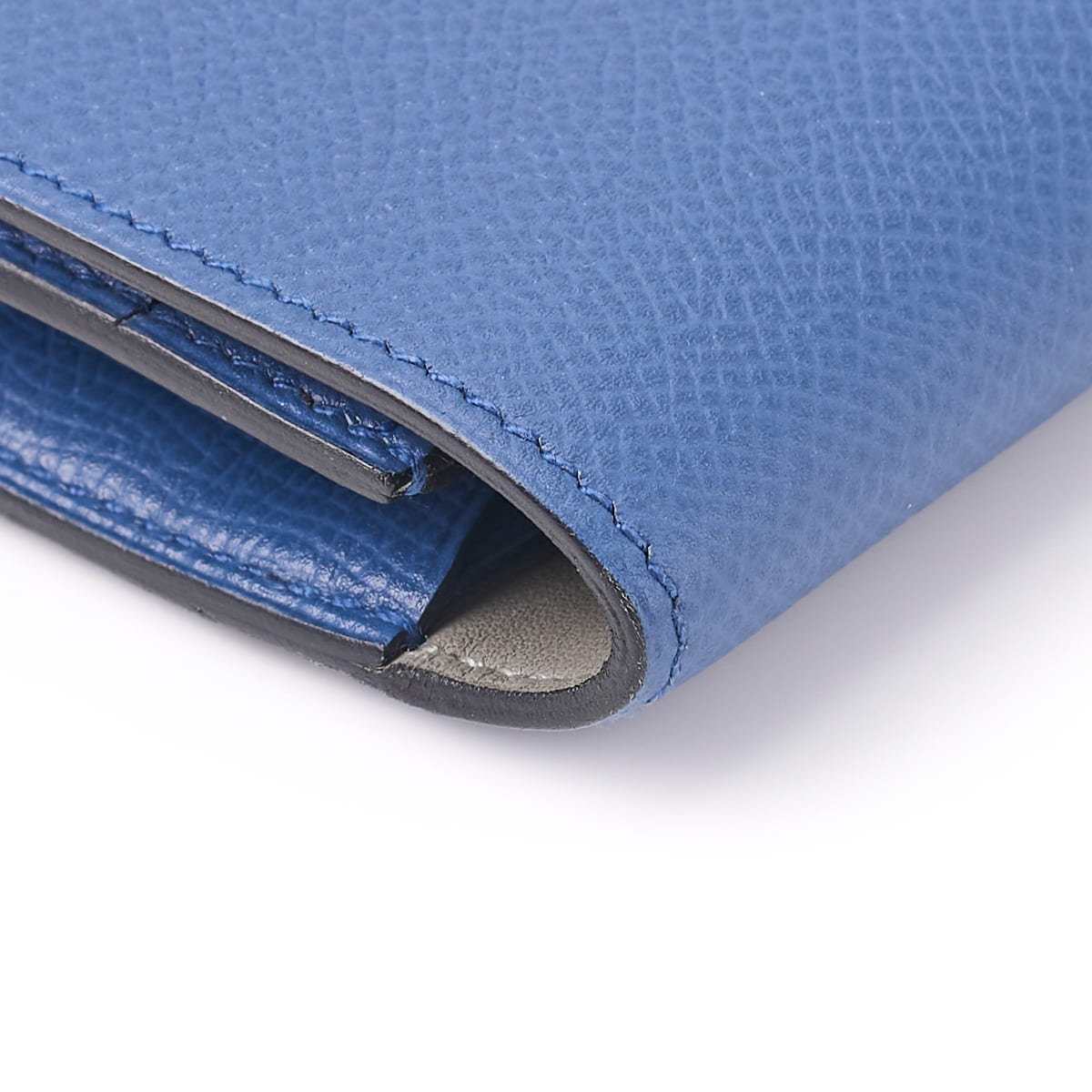 HERMES Constance Compact Two-Fold Wallet Epson Leather Blue Izmir Silver-Tone Hardware Pre-Owned - Vintage La Charme