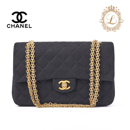CHANEL Shoulder Bag Matelasse Turn Lock Double Flap Lambskin Black Gold-Tone Hardware Pre-Owned - Vintage La Charme