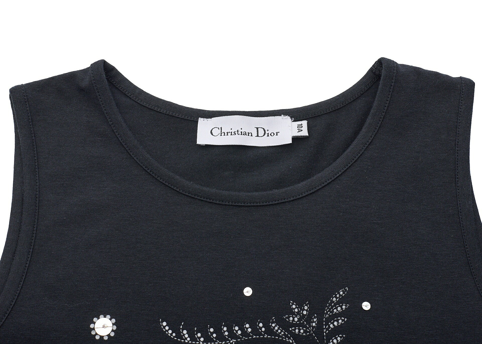 Dior Sleeveless Tank Top, Logo, Cotton, Black, Silver-Tone Hardware, Pre-Owned - Vintage La Charme