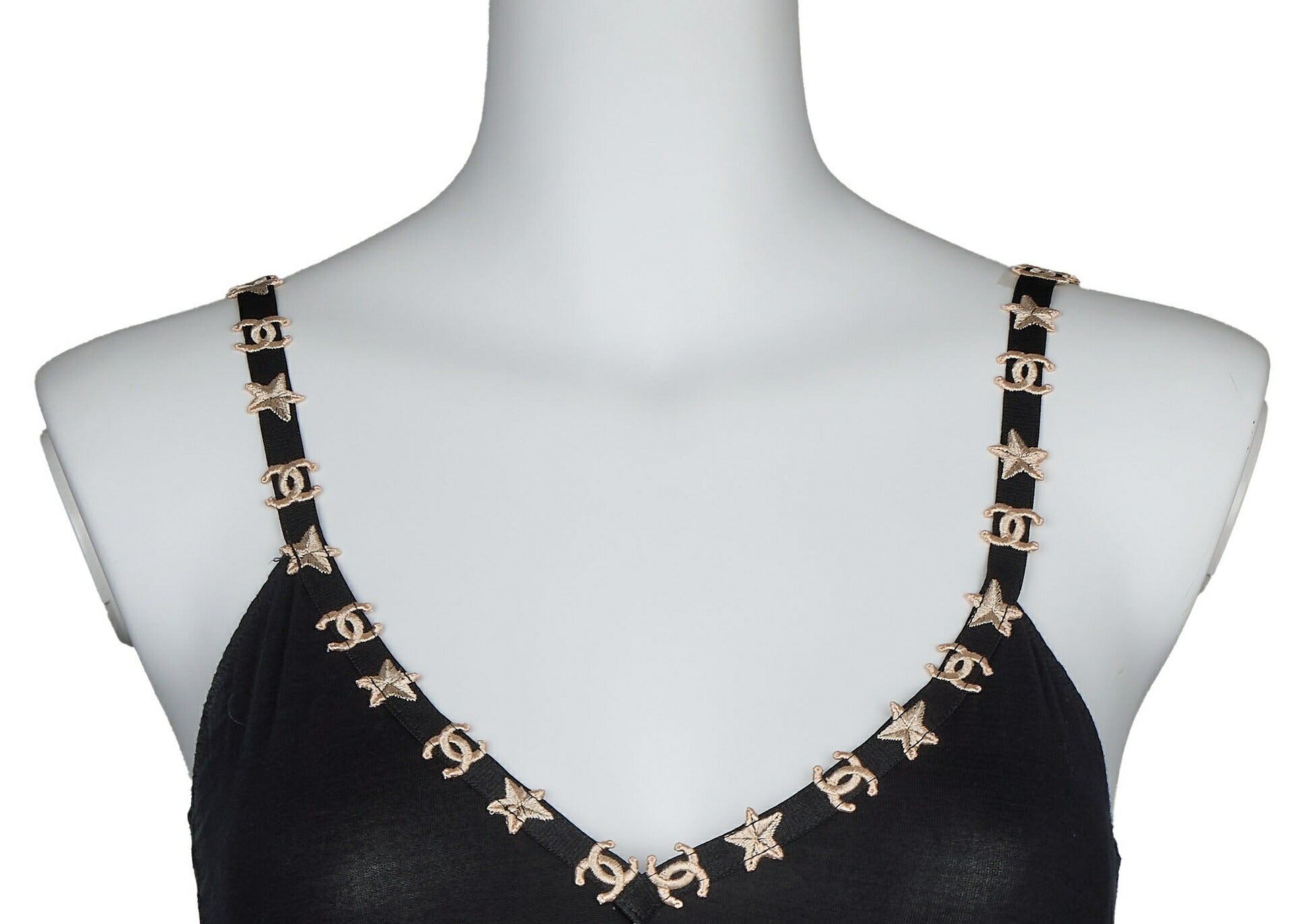 CHANEL Camisole T-Shirt, Coco Mark Star, Black, Pre-Owned - Vintage La Charme