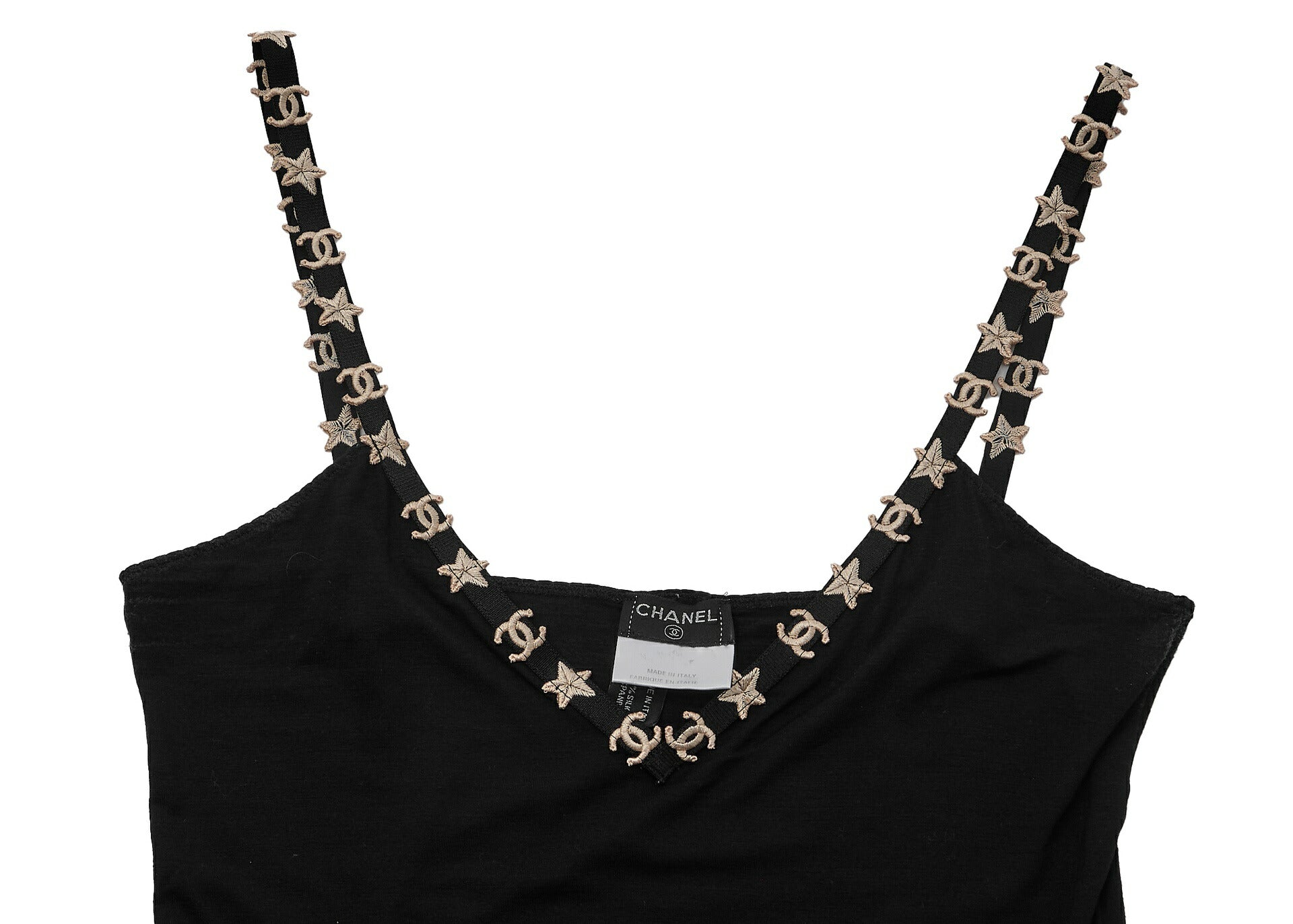 CHANEL Camisole T-Shirt, Coco Mark Star, Black, Pre-Owned - Vintage La Charme