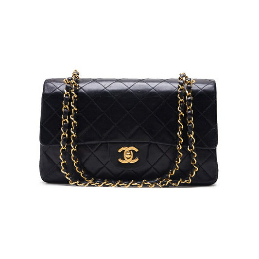 CHANEL Shoulder Bag, Matelasse Double Flap, Chain Shoulder, Lambskin, Black, Gold-Tone Hardware, Pre-Owned - Vintage La Charme