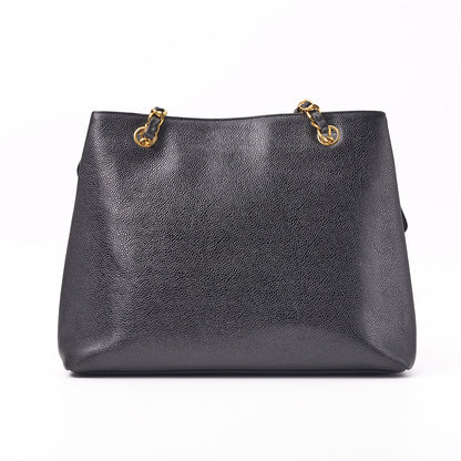 CHANEL Tote Bag, Outside Flap, Double Chain Shoulder, Caviar Skin, Black, Gold-Tone Hardware, Pre-Owned - Vintage La Charme